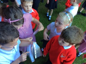 The children were sent a letter that was hidden in pieces around the school grounds. When they returned to the classroom they had to put it into the right order to reveal the message.